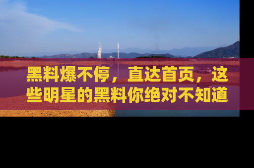 黑料爆不停，直达首页，这些明星的黑料你绝对不知道！