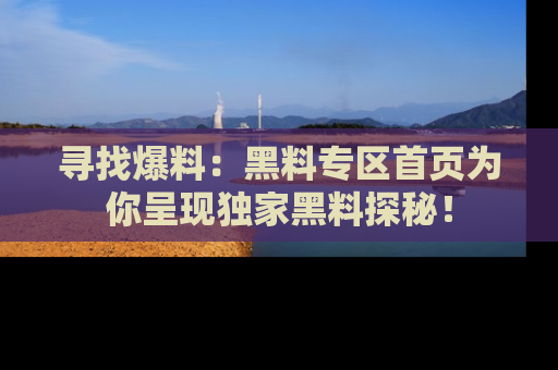 寻找爆料:黑料专区首页为你呈现独家黑料探秘!